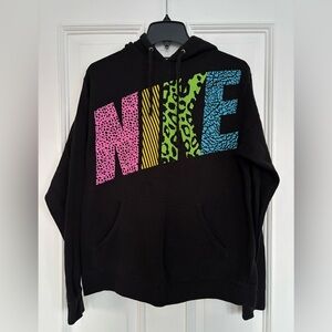 Nike Black Hoodie with Neon Printed Logo